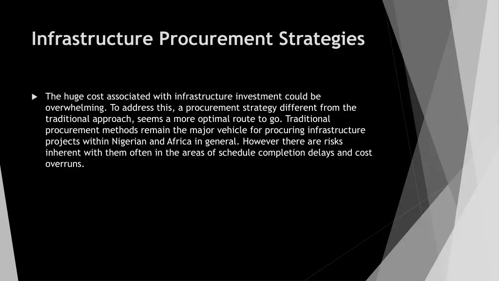 infrastructure procurement strategies