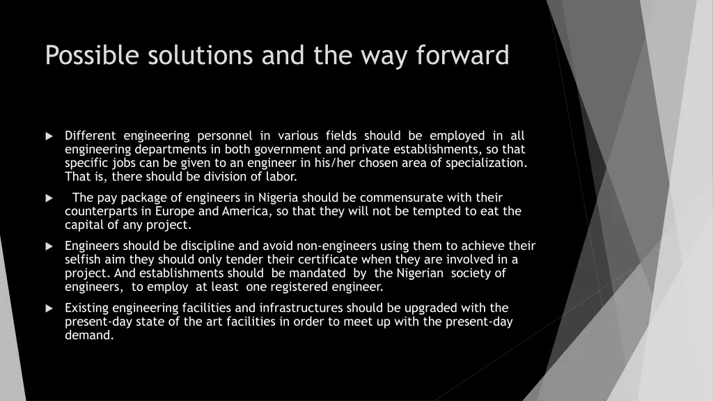 possible solutions and the way forward