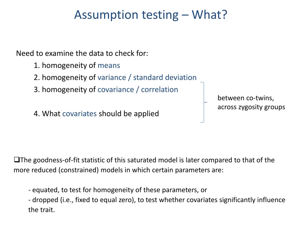 assumption testing what