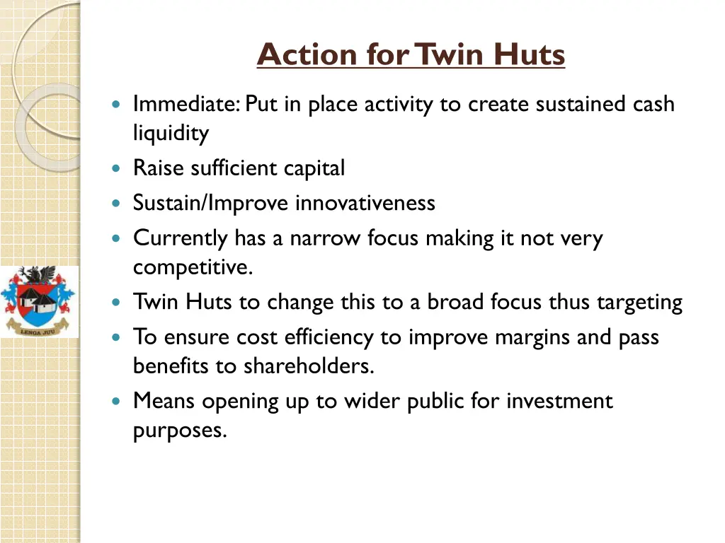 action for twin huts