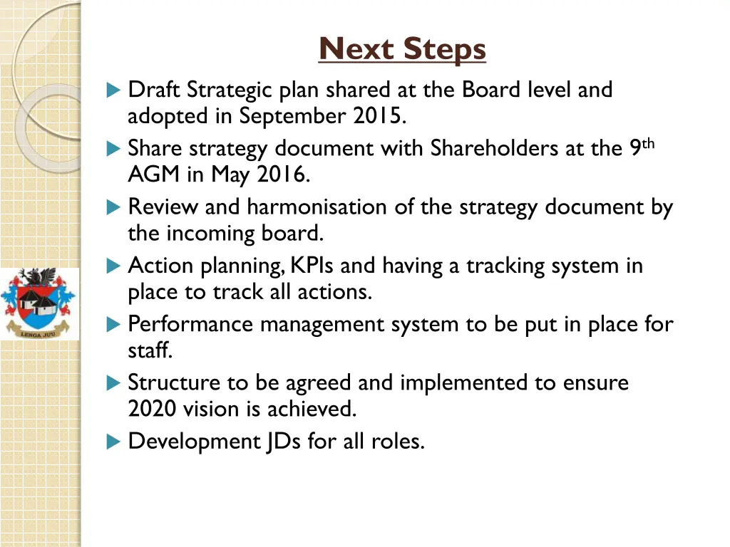 next steps