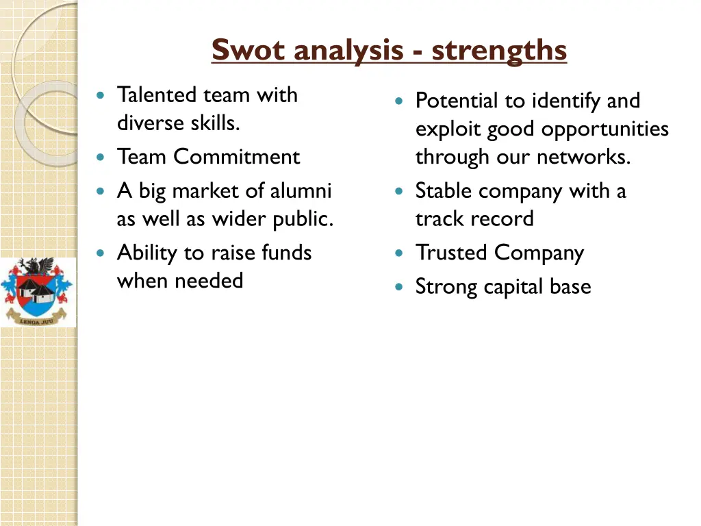 swot analysis strengths 1