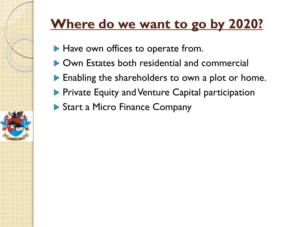 where do we want to go by 2020