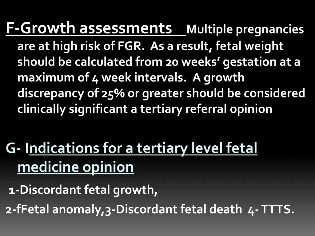 f growth assessments multiple pregnancies