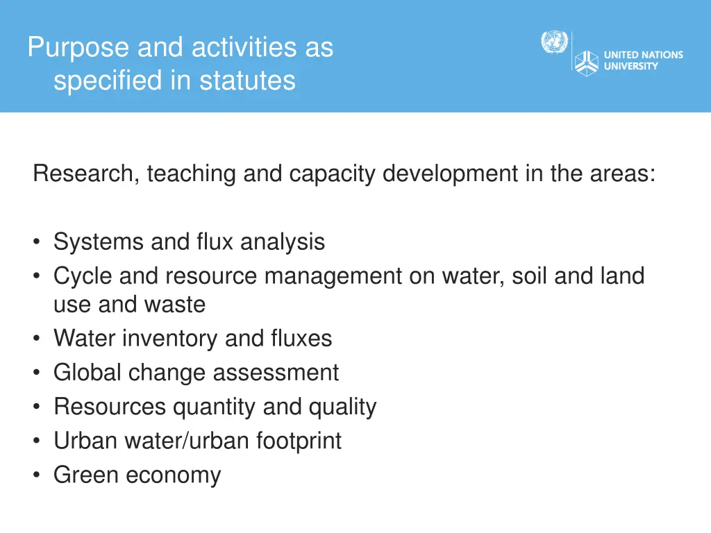 purpose and activities as specified in statutes