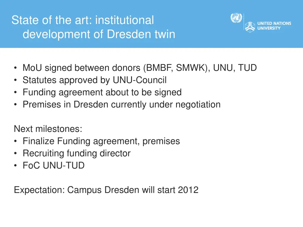 state of the art institutional development