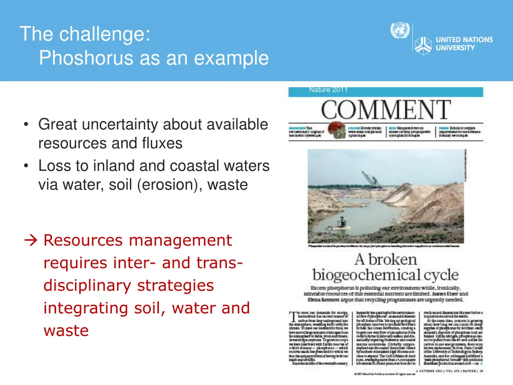the challenge phoshorus as an example