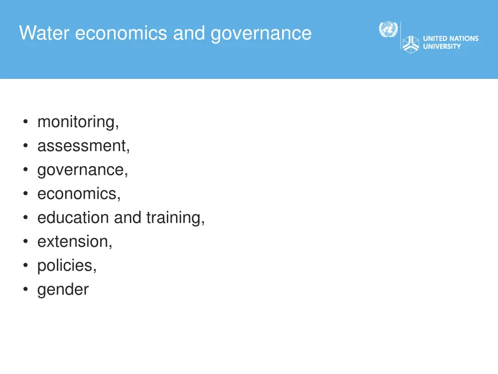 water economics and governance
