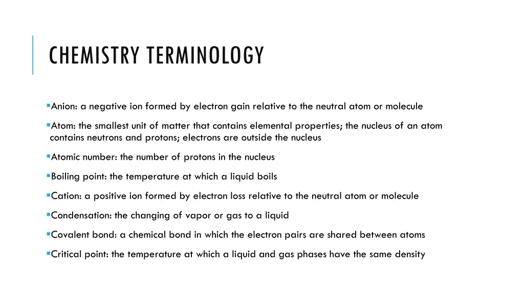 chemistry terminology