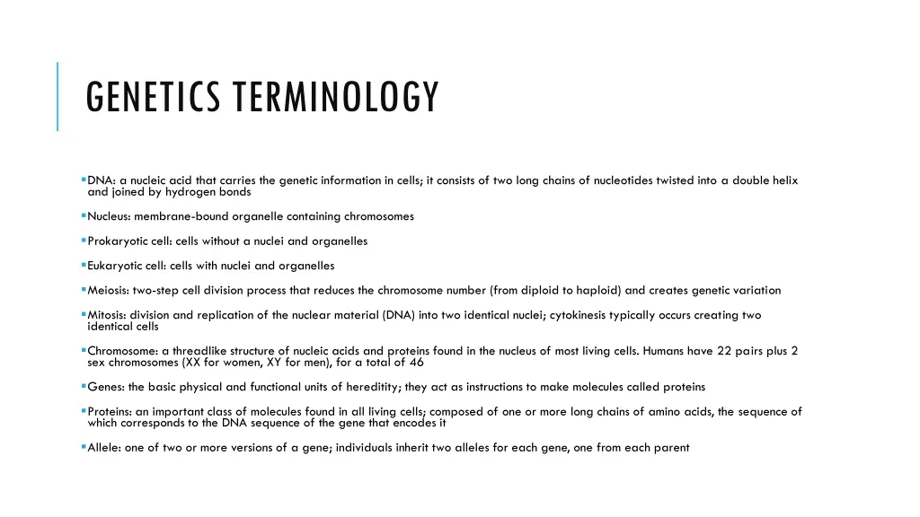 genetics terminology