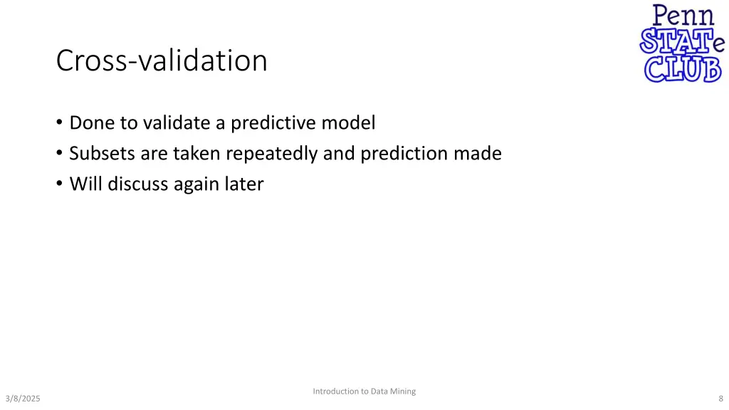 cross validation