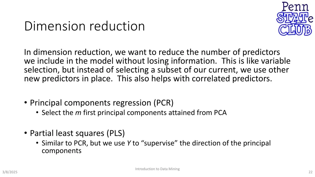 dimension reduction