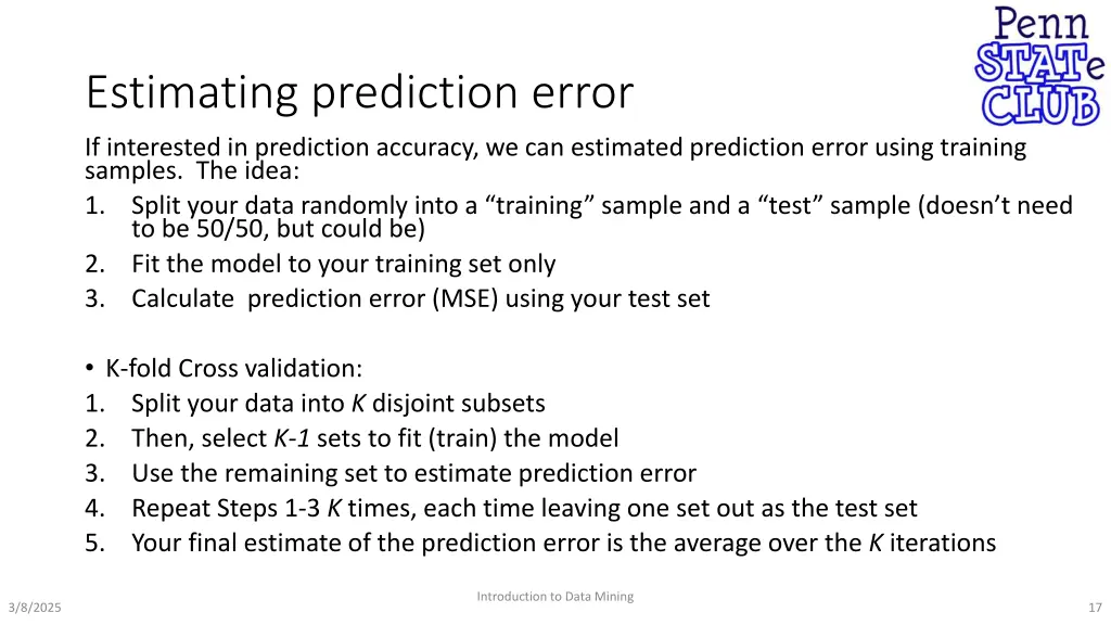 estimating prediction error