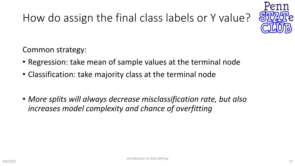 how do assign the final class labels or y value