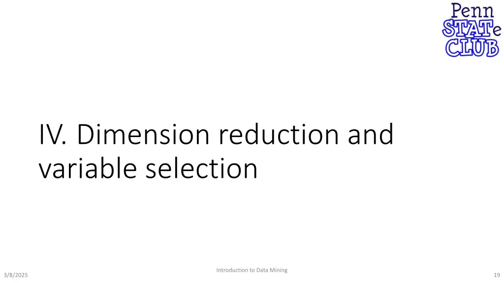 iv dimension reduction and variable selection