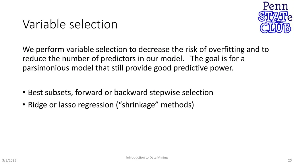 variable selection