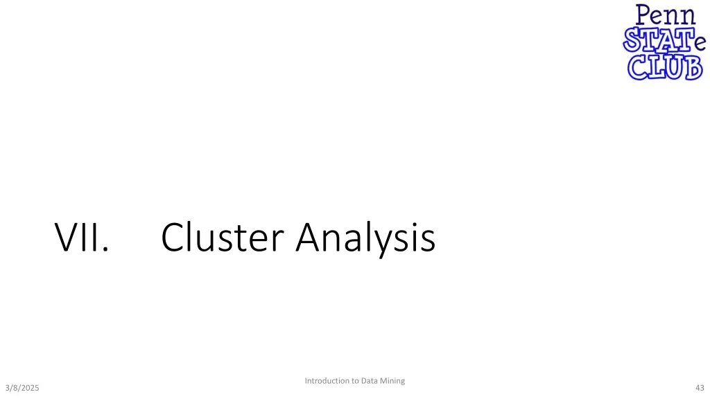 vii cluster analysis