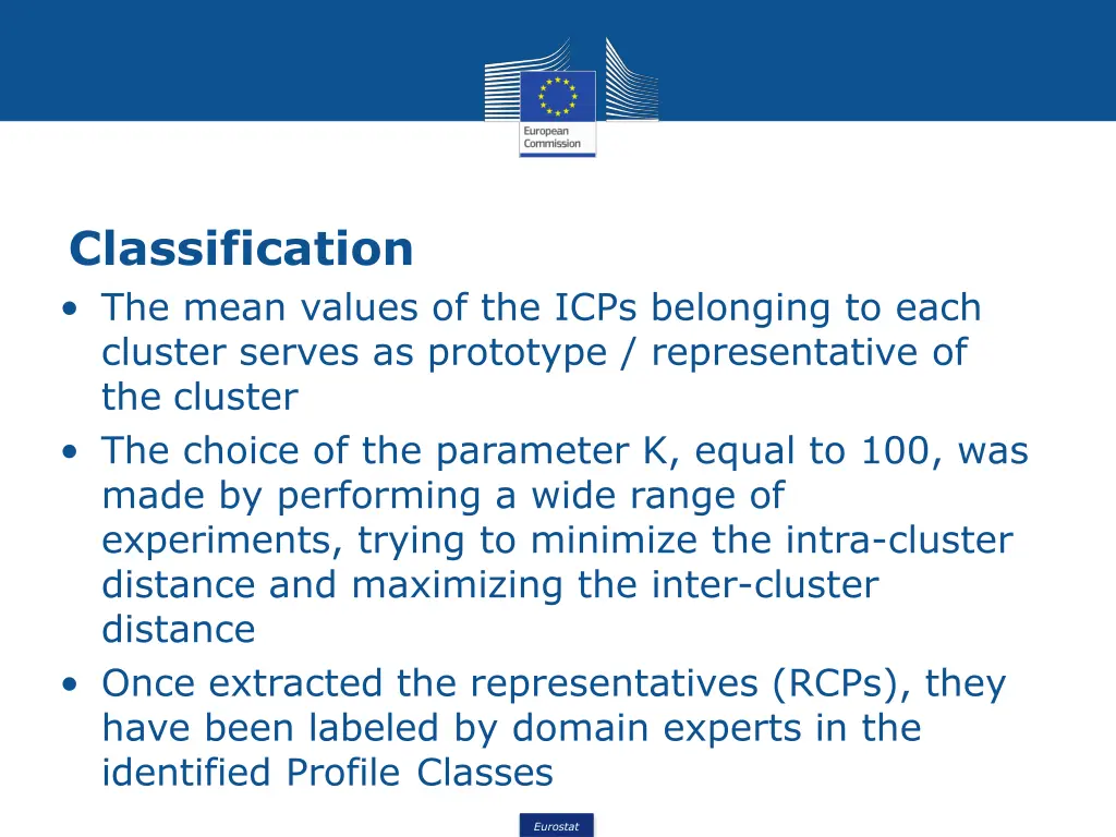 classification the mean values of the icps