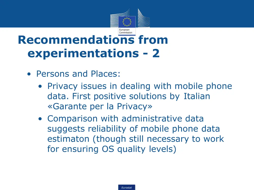 recommendations from experimentations 2