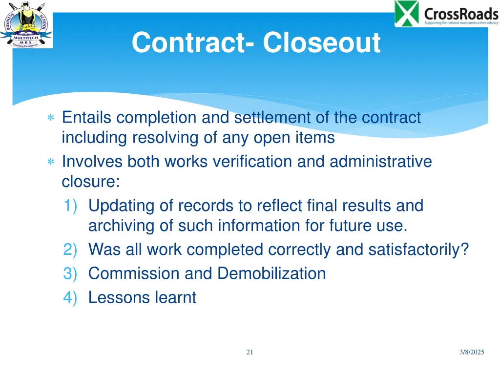 contract closeout