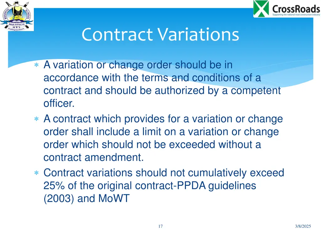 contract variations