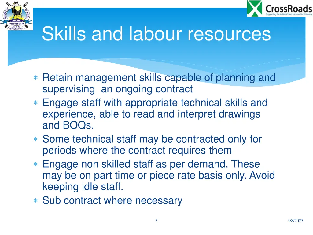 skills and labour resources