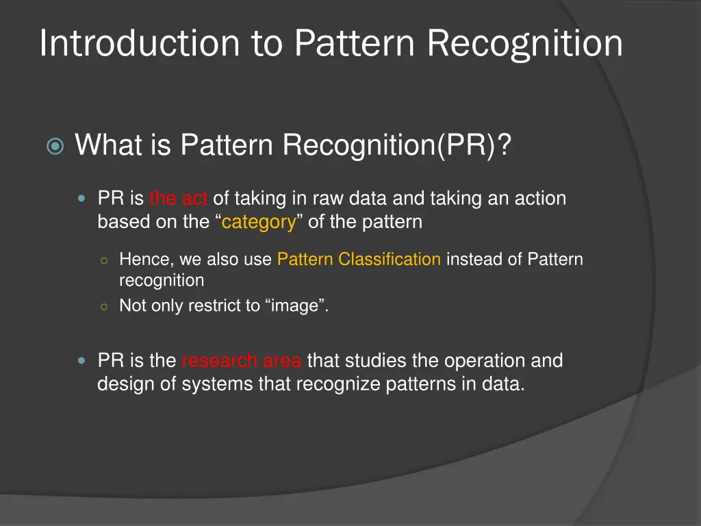 introduction to pattern recognition