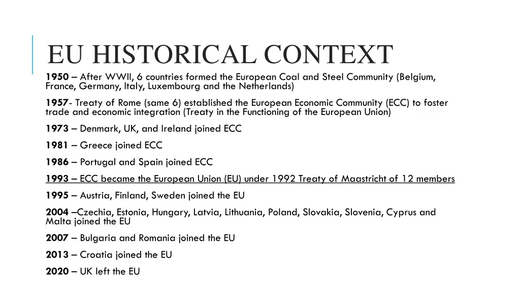 eu historical context 1950 after wwii 6 countries