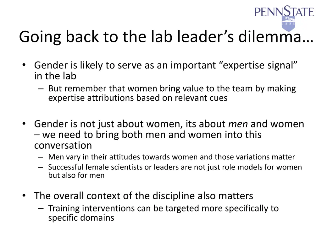 going back to the lab leader s dilemma