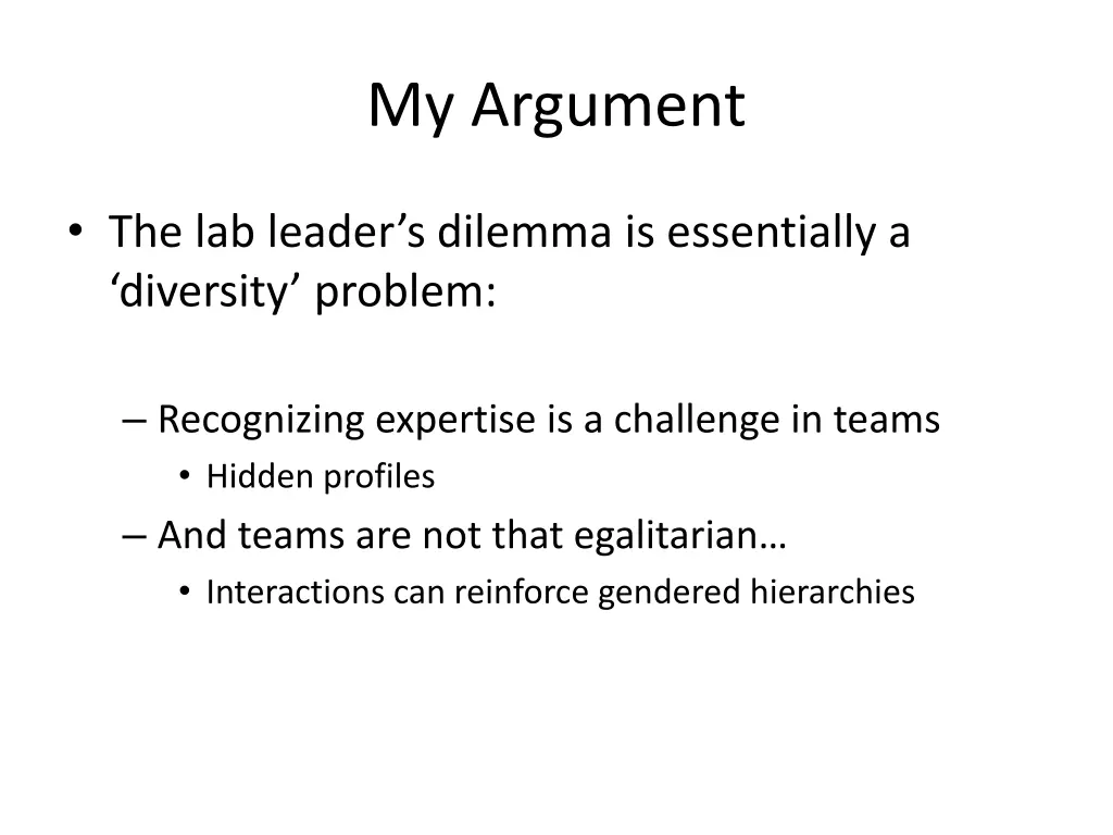my argument