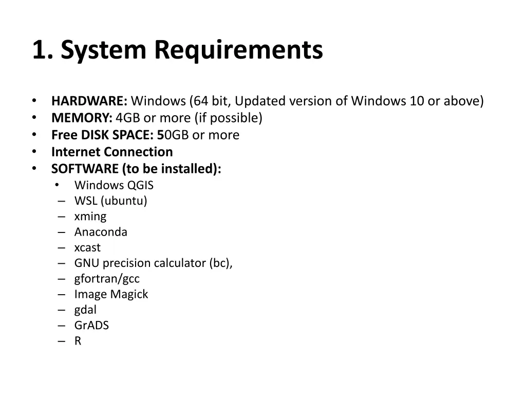 1 system requirements