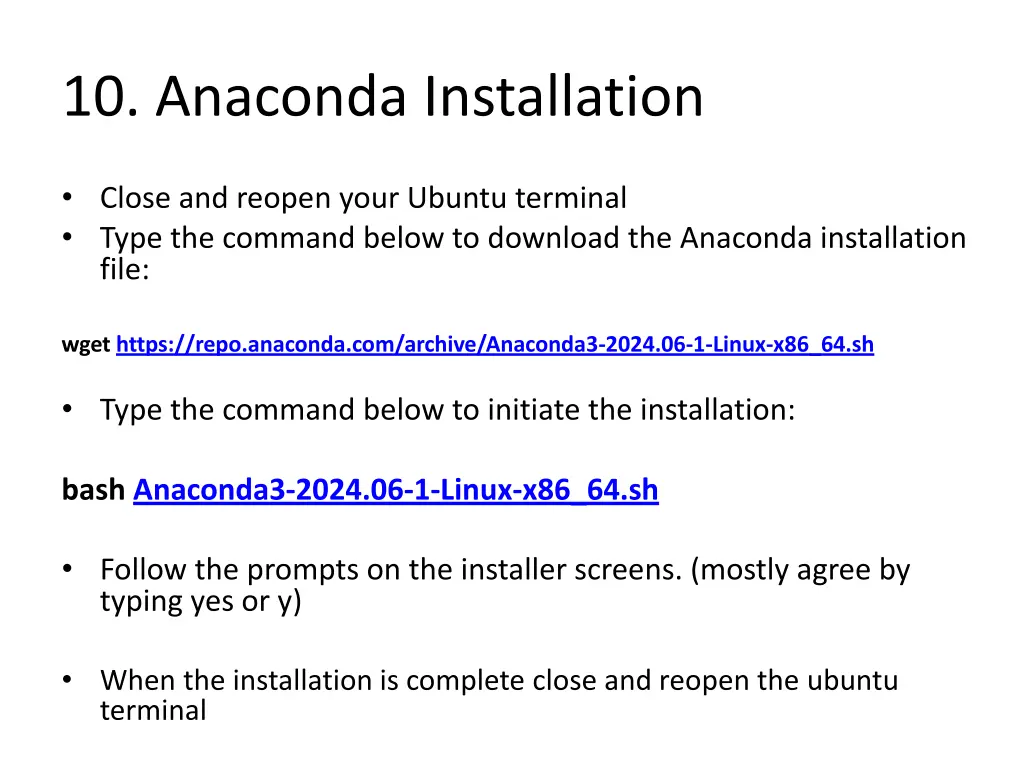 10 anaconda installation