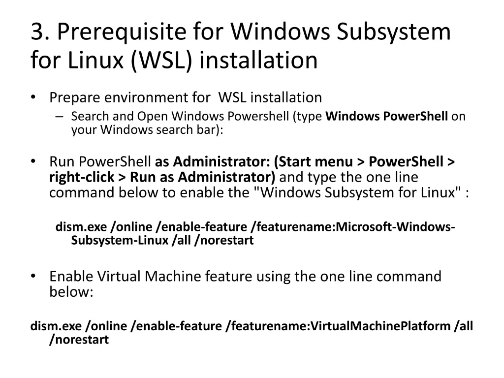 3 prerequisite for windows subsystem for linux