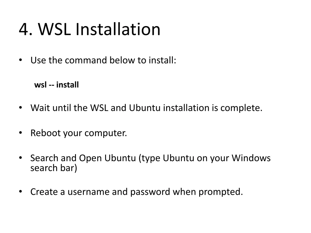 4 wsl installation