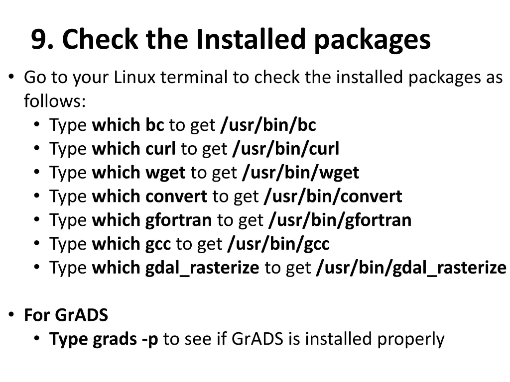 9 check the installed packages go to your linux