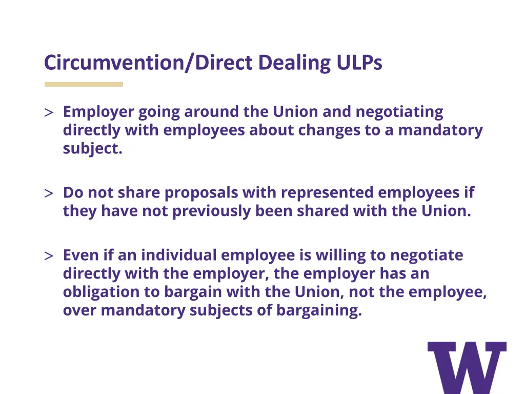 circumvention direct dealing ulps