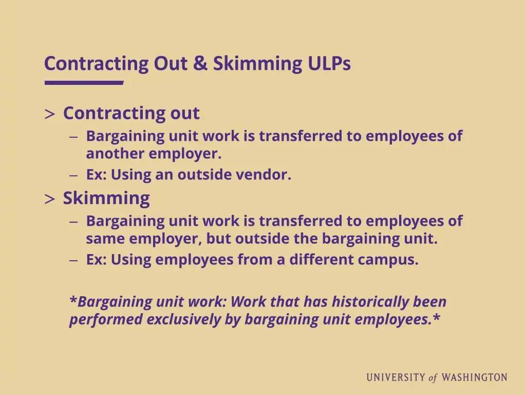 contracting out skimming ulps