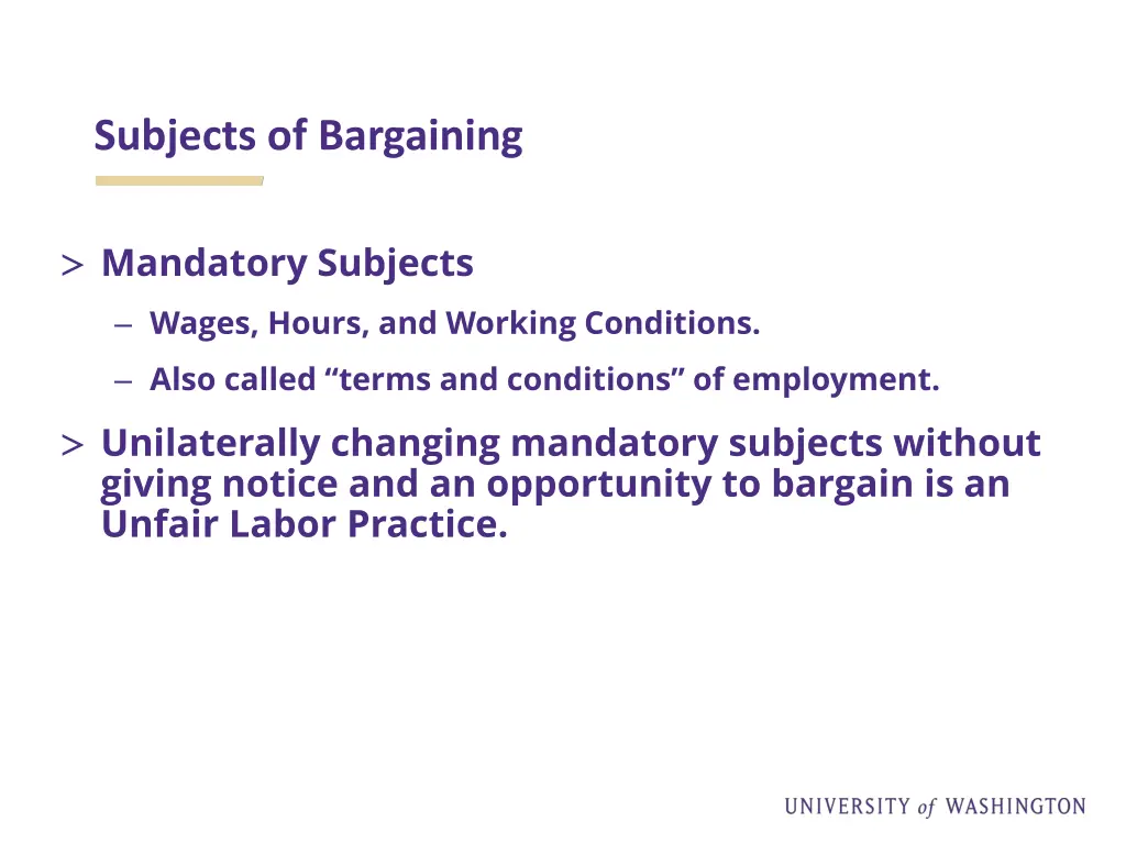 subjects of bargaining