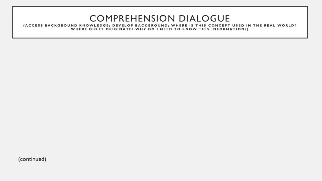 comprehension dialogue