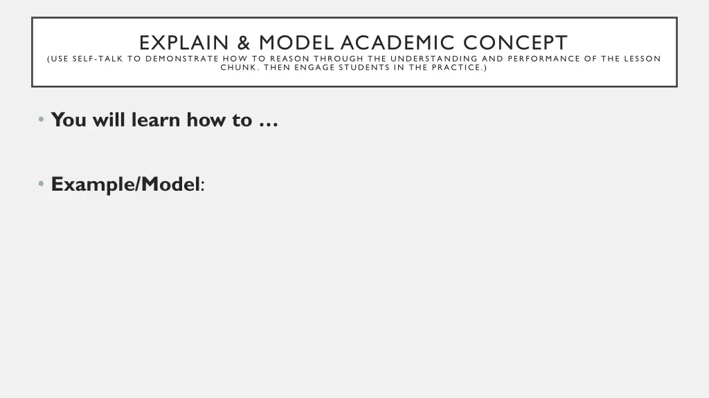 explain model academic concept use self talk