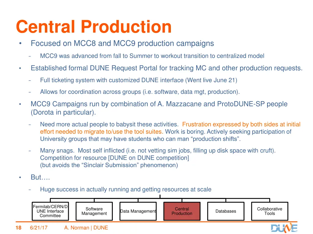 central production mcc9 was advanced from fall