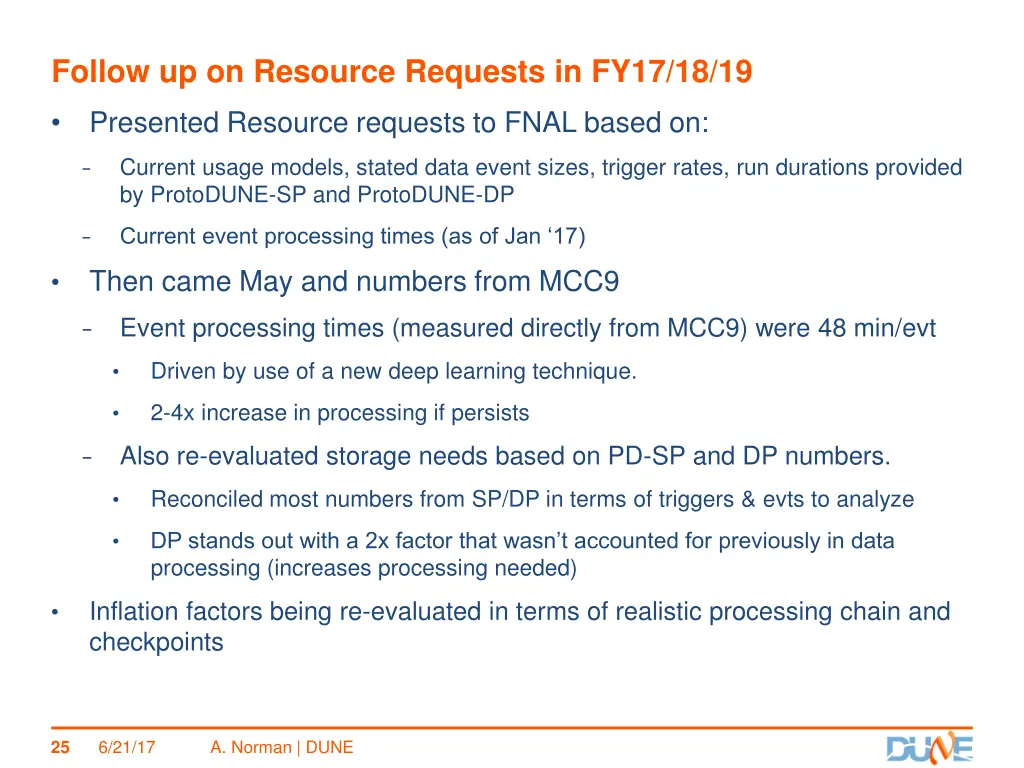 follow up on resource requests in fy17 18 19