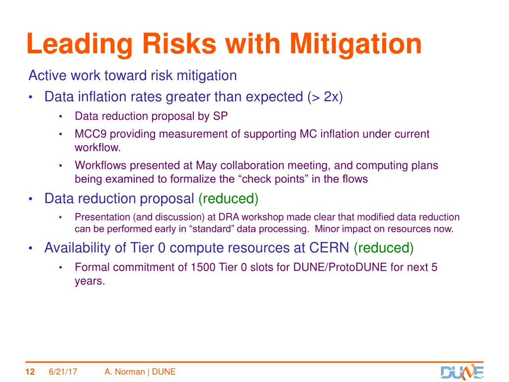 leading risks with mitigation data inflation