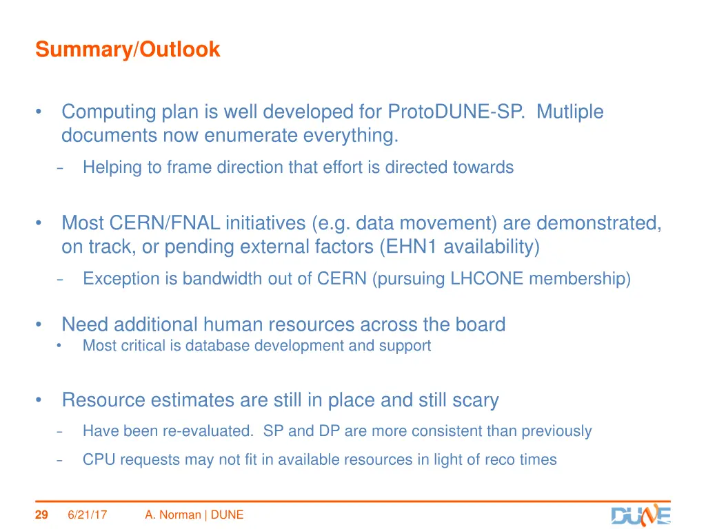 summary outlook