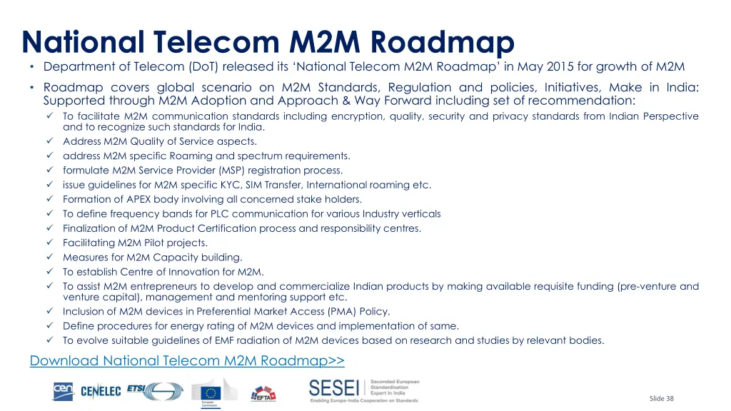 national telecom m2m roadmap department