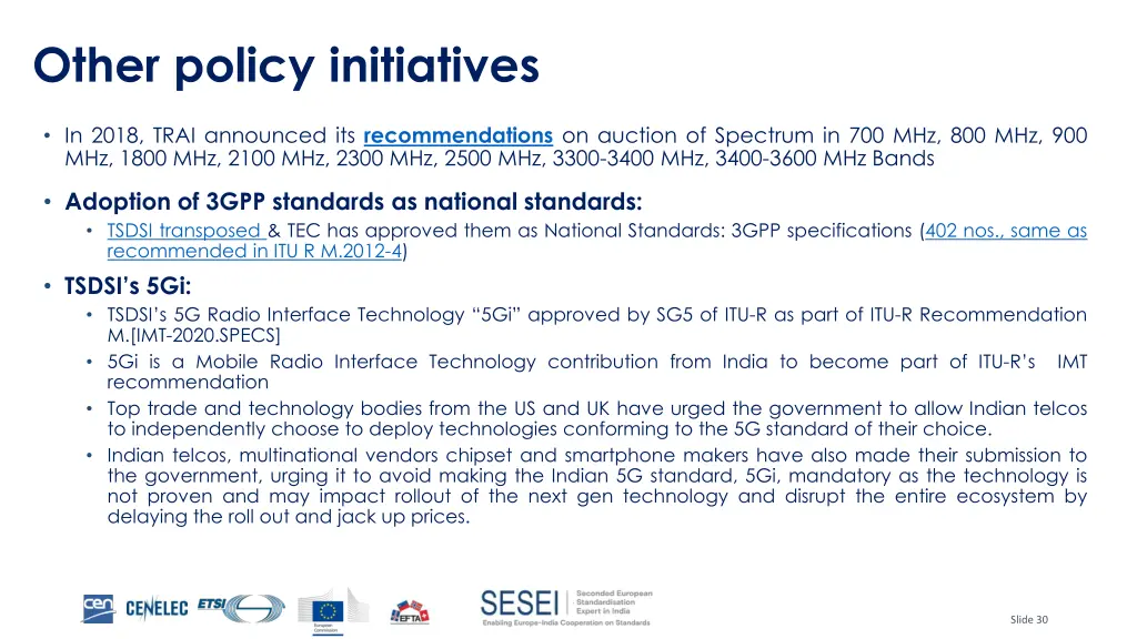 other policy initiatives