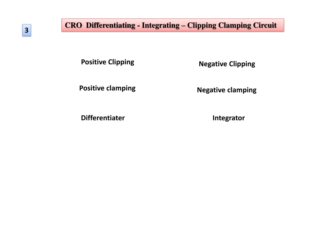 cro differentiating integrating clipping clamping
