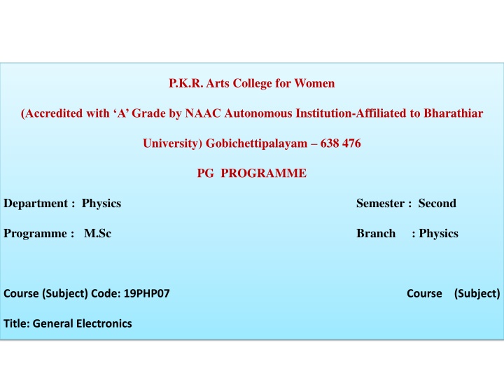 p k r arts college for women