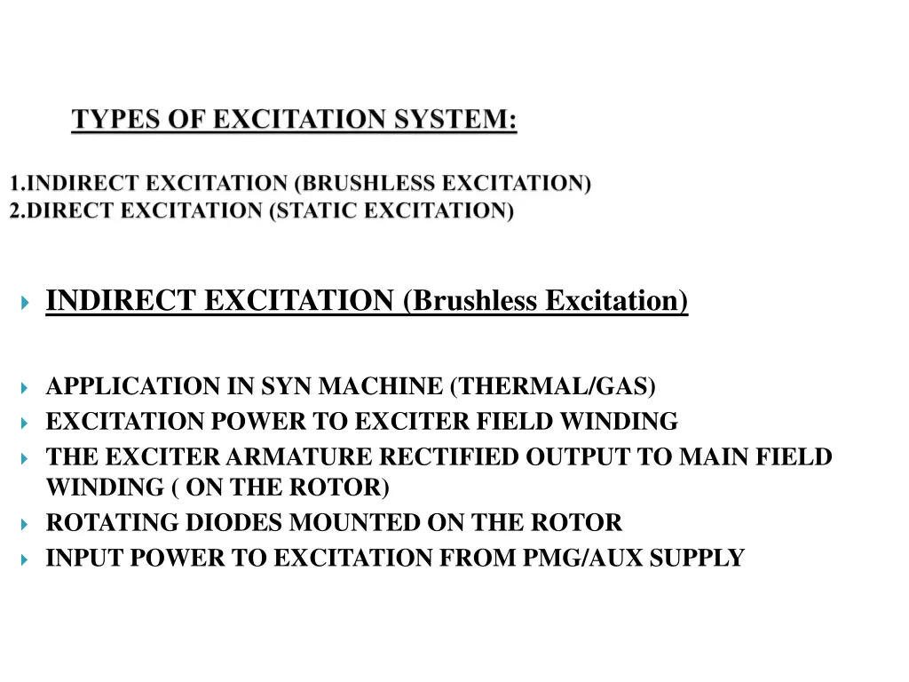 indirect excitation brushless excitation