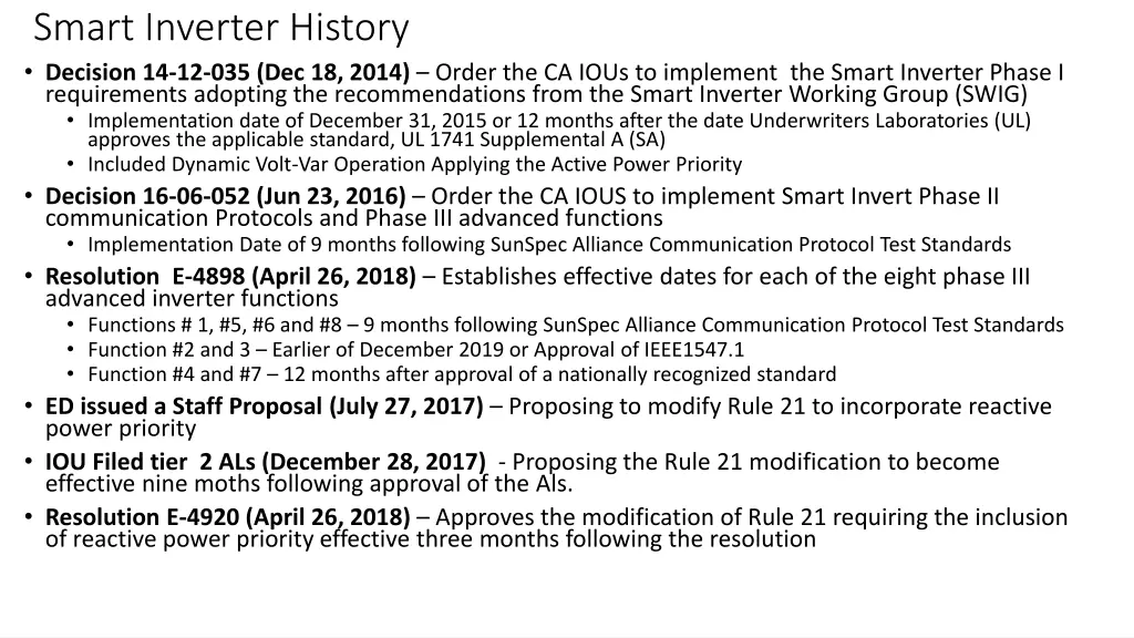 smart inverter history decision